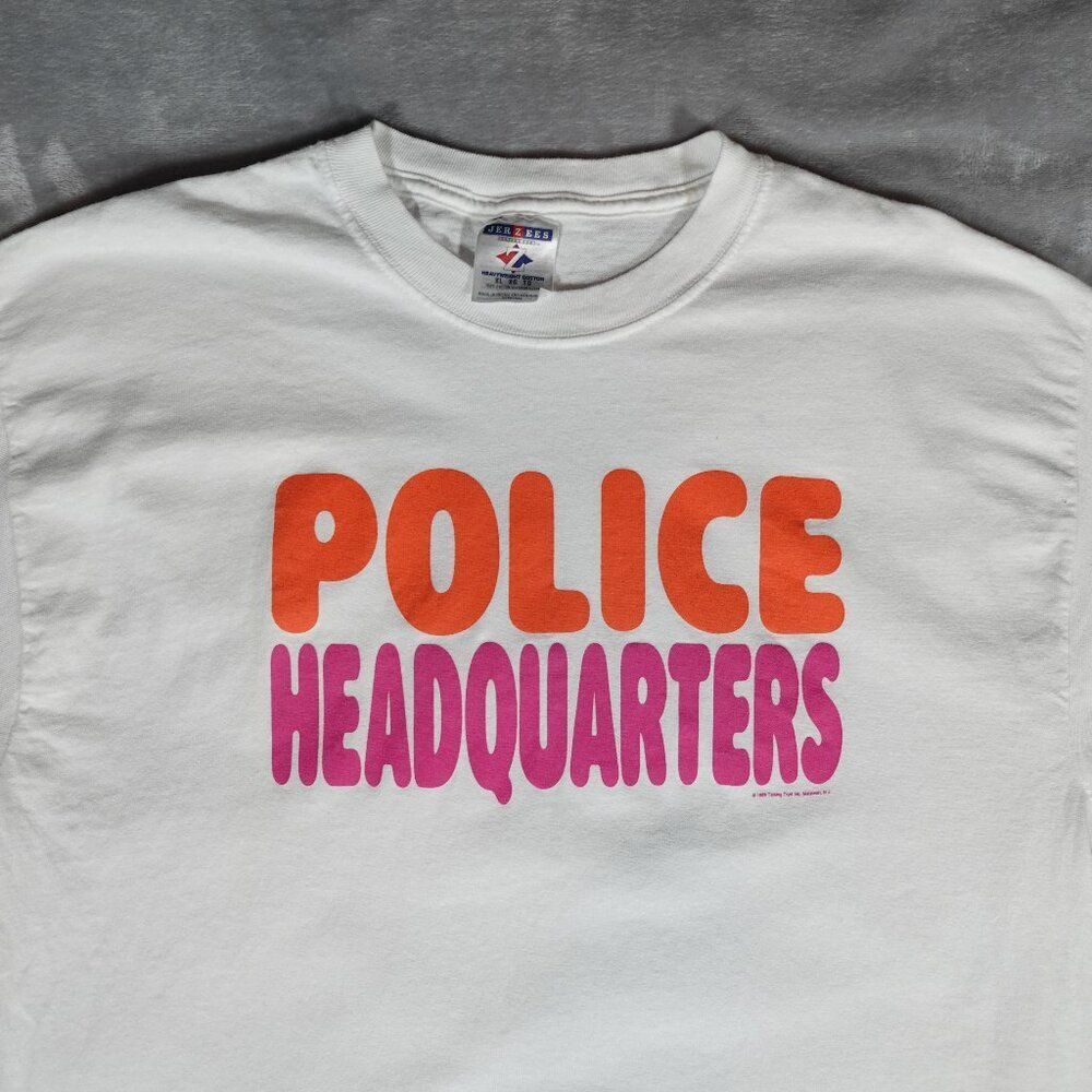 Vintage Police Headquarters Dunkin Donuts Parody T Shirt Mens XL (Fits L) Y2K